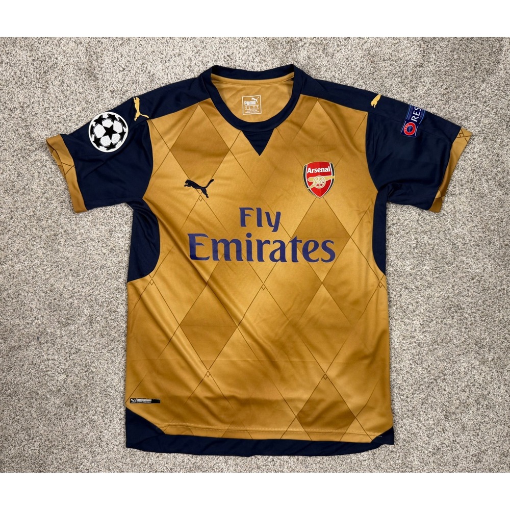 Puma Soccer Jersey Arsenal Ozil 11 2015-16 Away Medium Gold Navy‎ Sportswear